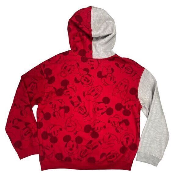 Disney Mickey and Friends Hoodie Womens Size XXL Red Grey Pouch Pocket Pullover - Picture 6 of 13